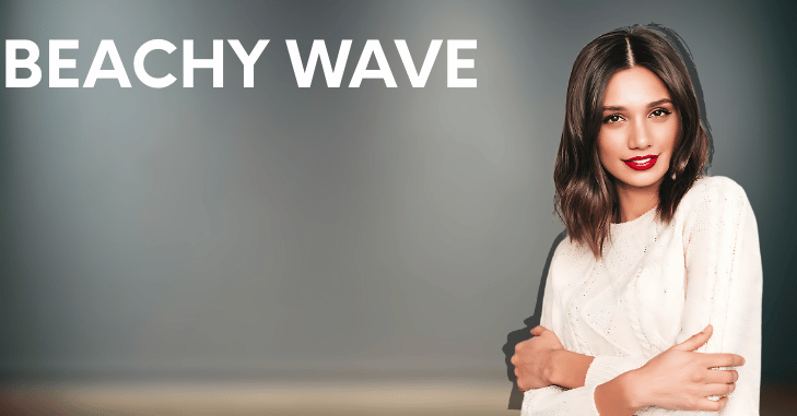 Beachy waves on shoulder-length hair